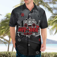 Hip Hop Streetwear Hawaiian Shirt with Graffiti Boombox and Angel Bear Graphic in Urban Bullet Hole Design - Wonder Print Shop