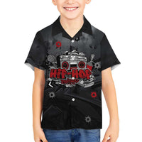 Hip Hop Streetwear Hawaiian Shirt with Graffiti Boombox and Angel Bear Graphic in Urban Bullet Hole Design - Wonder Print Shop