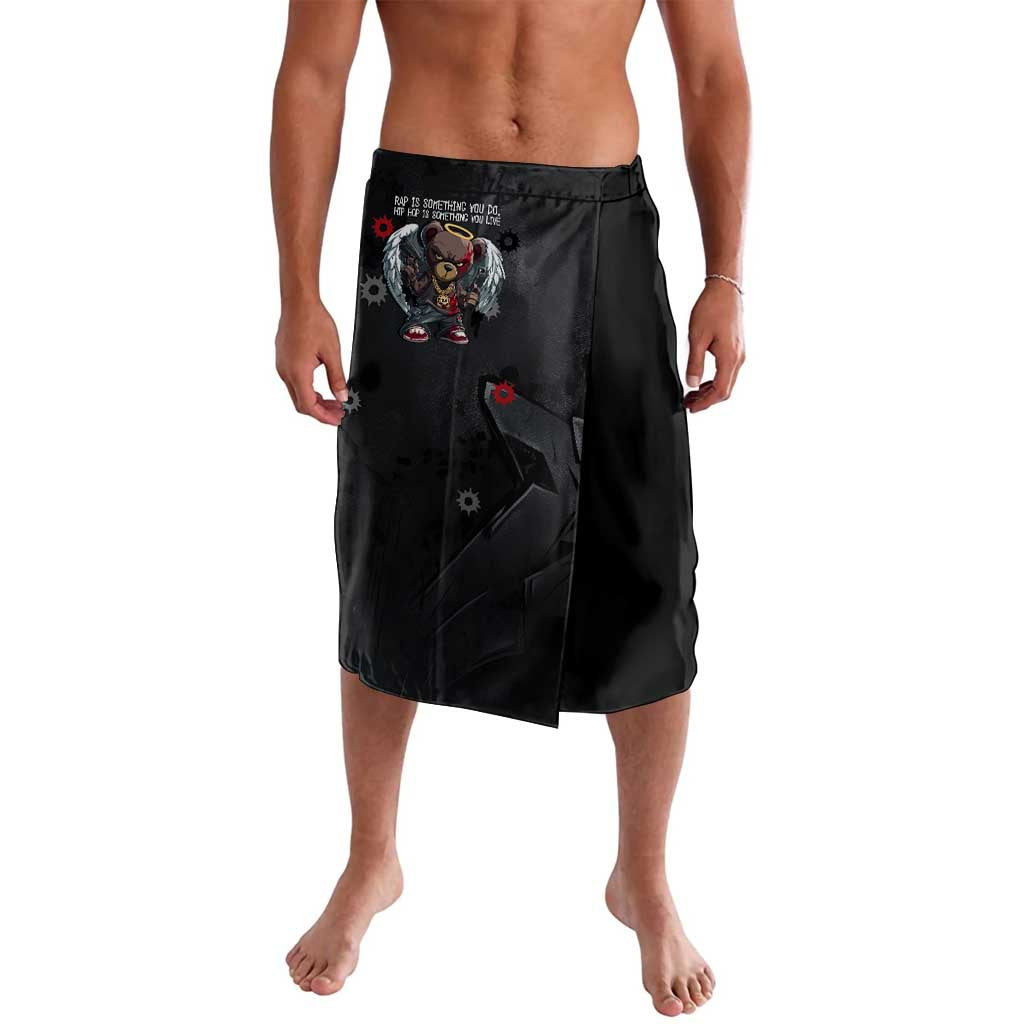 Hip Hop Streetwear Lavalava with Graffiti Boombox and Angel Bear Graphic in Urban Bullet Hole Design - Wonder Print Shop