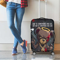 Hip Hop Streetwear Luggage Cover with Graffiti Boombox and Angel Bear Graphic in Urban Bullet Hole Design - Wonder Print Shop