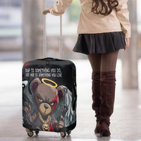 Hip Hop Streetwear Luggage Cover with Graffiti Boombox and Angel Bear Graphic in Urban Bullet Hole Design - Wonder Print Shop