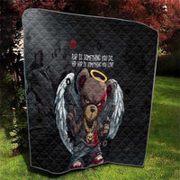 Hip Hop Streetwear Quilt with Graffiti Boombox and Angel Bear Graphic in Urban Bullet Hole Design - Wonder Print Shop