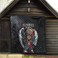 Hip Hop Streetwear Quilt with Graffiti Boombox and Angel Bear Graphic in Urban Bullet Hole Design - Wonder Print Shop