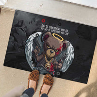 Hip Hop Streetwear Rubber Doormat with Graffiti Boombox and Angel Bear Graphic in Urban Bullet Hole Design - Wonder Print Shop