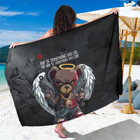Hip Hop Streetwear Sarong with Graffiti Boombox and Angel Bear Graphic in Urban Bullet Hole Design - Wonder Print Shop