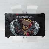 Hip Hop Streetwear Tablecloth with Graffiti Boombox and Angel Bear Graphic in Urban Bullet Hole Design - Wonder Print Shop