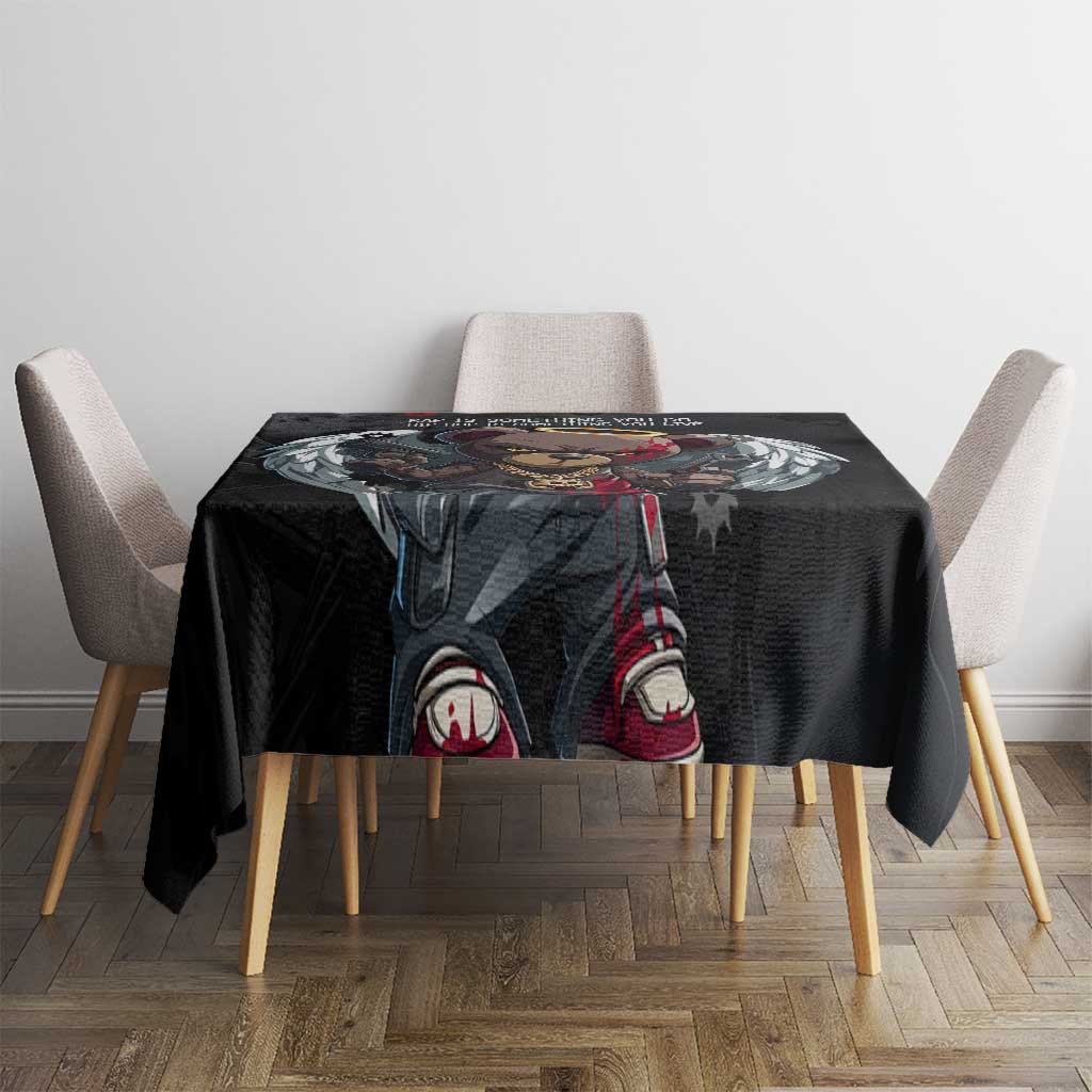 Hip Hop Streetwear Tablecloth with Graffiti Boombox and Angel Bear Graphic in Urban Bullet Hole Design - Wonder Print Shop