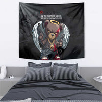 Hip Hop Streetwear Tapestry with Graffiti Boombox and Angel Bear Graphic in Urban Bullet Hole Design - Wonder Print Shop