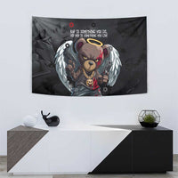 Hip Hop Streetwear Tapestry with Graffiti Boombox and Angel Bear Graphic in Urban Bullet Hole Design - Wonder Print Shop