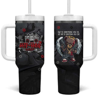 Hip Hop Streetwear Tumbler With Handle with Graffiti Boombox and Angel Bear Graphic in Urban Bullet Hole Design - Wonder Print Shop