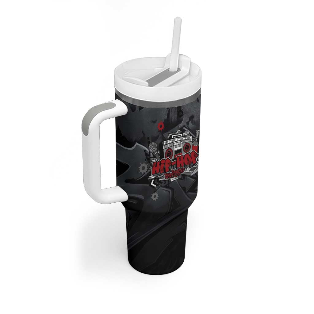 Hip Hop Streetwear Tumbler With Handle with Graffiti Boombox and Angel Bear Graphic in Urban Bullet Hole Design - Wonder Print Shop
