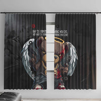 Hip Hop Streetwear Window Curtain with Graffiti Boombox and Angel Bear Graphic in Urban Bullet Hole Design - Wonder Print Shop