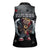 Hip Hop Streetwear Women Sleeveless Polo Shirt with Graffiti Boombox and Angel Bear Graphic in Urban Bullet Hole Design - Wonder Print Shop