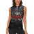 Hip Hop Streetwear Women Sleeveless Polo Shirt with Graffiti Boombox and Angel Bear Graphic in Urban Bullet Hole Design - Wonder Print Shop