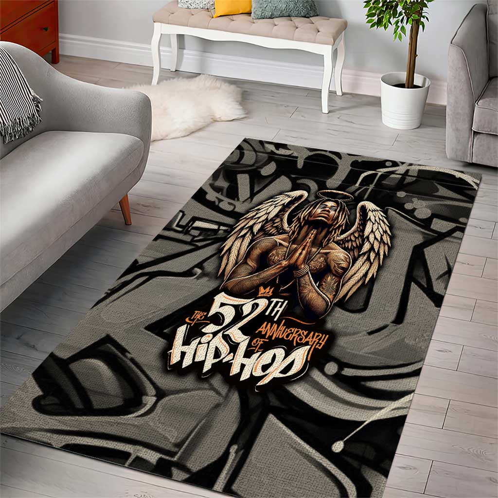 52th Anniversary Of Hiphop Celebration Area Rug with Praying Angel Graphic and Urban Graffiti Background - Wonder Print Shop