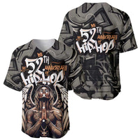 52th Anniversary Of Hiphop Celebration Baseball Jersey with Praying Angel Graphic and Urban Graffiti Background - Wonder Print Shop