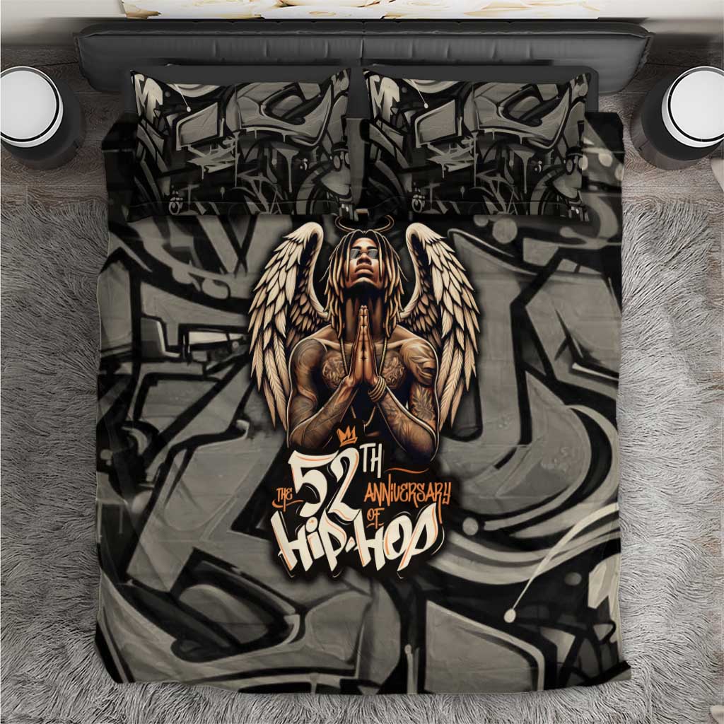 52th Anniversary Of Hiphop Celebration Bedding Set with Praying Angel Graphic and Urban Graffiti Background - Wonder Print Shop