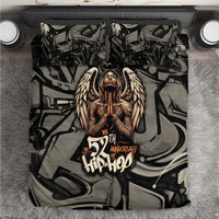 52th Anniversary Of Hiphop Celebration Bedding Set with Praying Angel Graphic and Urban Graffiti Background - Wonder Print Shop