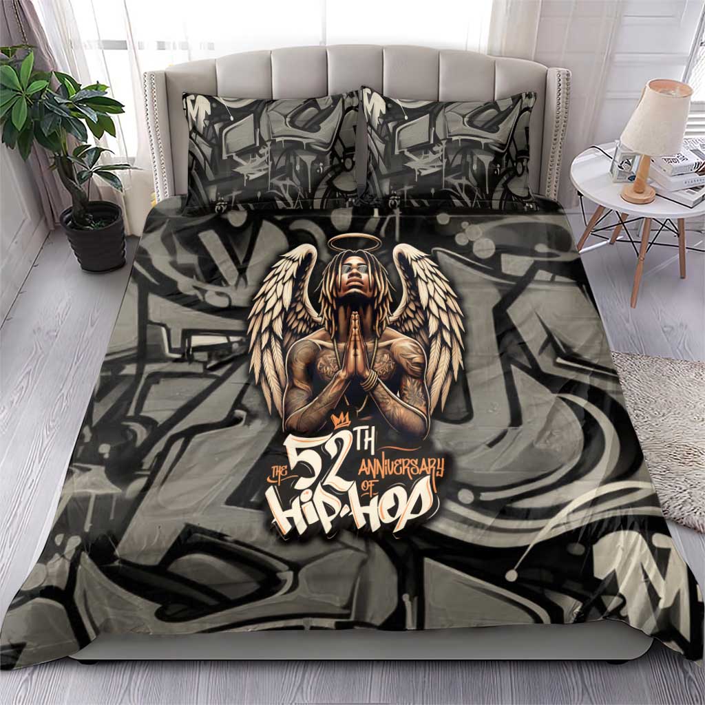 52th Anniversary Of Hiphop Celebration Bedding Set with Praying Angel Graphic and Urban Graffiti Background - Wonder Print Shop