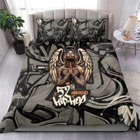 52th Anniversary Of Hiphop Celebration Bedding Set with Praying Angel Graphic and Urban Graffiti Background - Wonder Print Shop