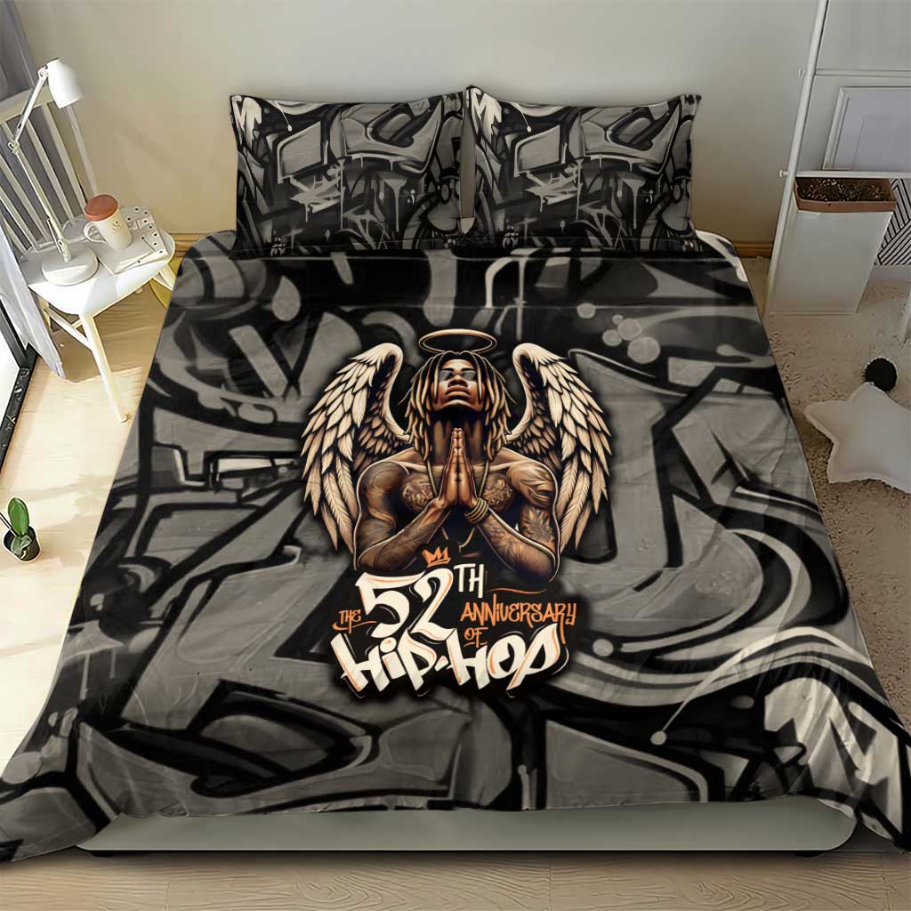 52th Anniversary Of Hiphop Celebration Bedding Set with Praying Angel Graphic and Urban Graffiti Background - Wonder Print Shop