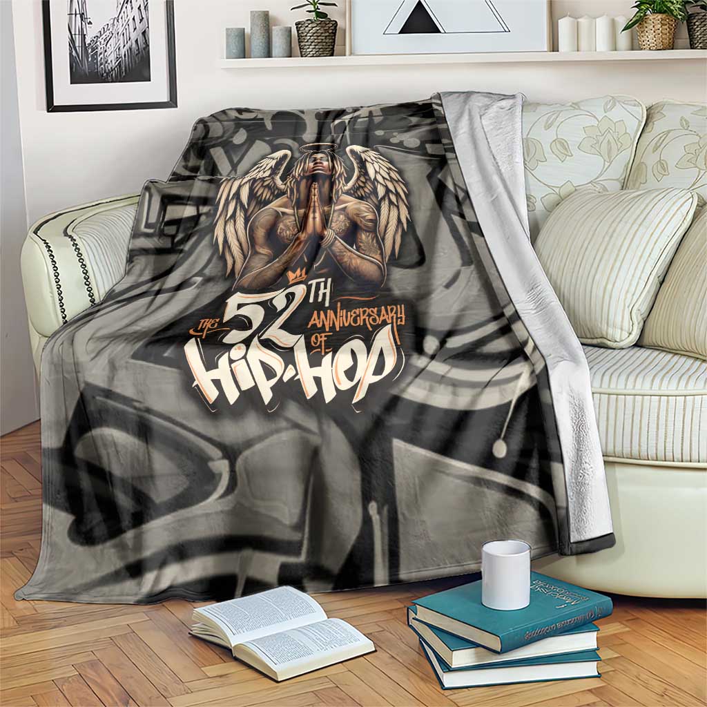 52th Anniversary Of Hiphop Celebration Blanket with Praying Angel Graphic and Urban Graffiti Background - Wonder Print Shop