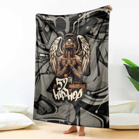 52th Anniversary Of Hiphop Celebration Blanket with Praying Angel Graphic and Urban Graffiti Background - Wonder Print Shop