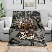 52th Anniversary Of Hiphop Celebration Blanket with Praying Angel Graphic and Urban Graffiti Background - Wonder Print Shop