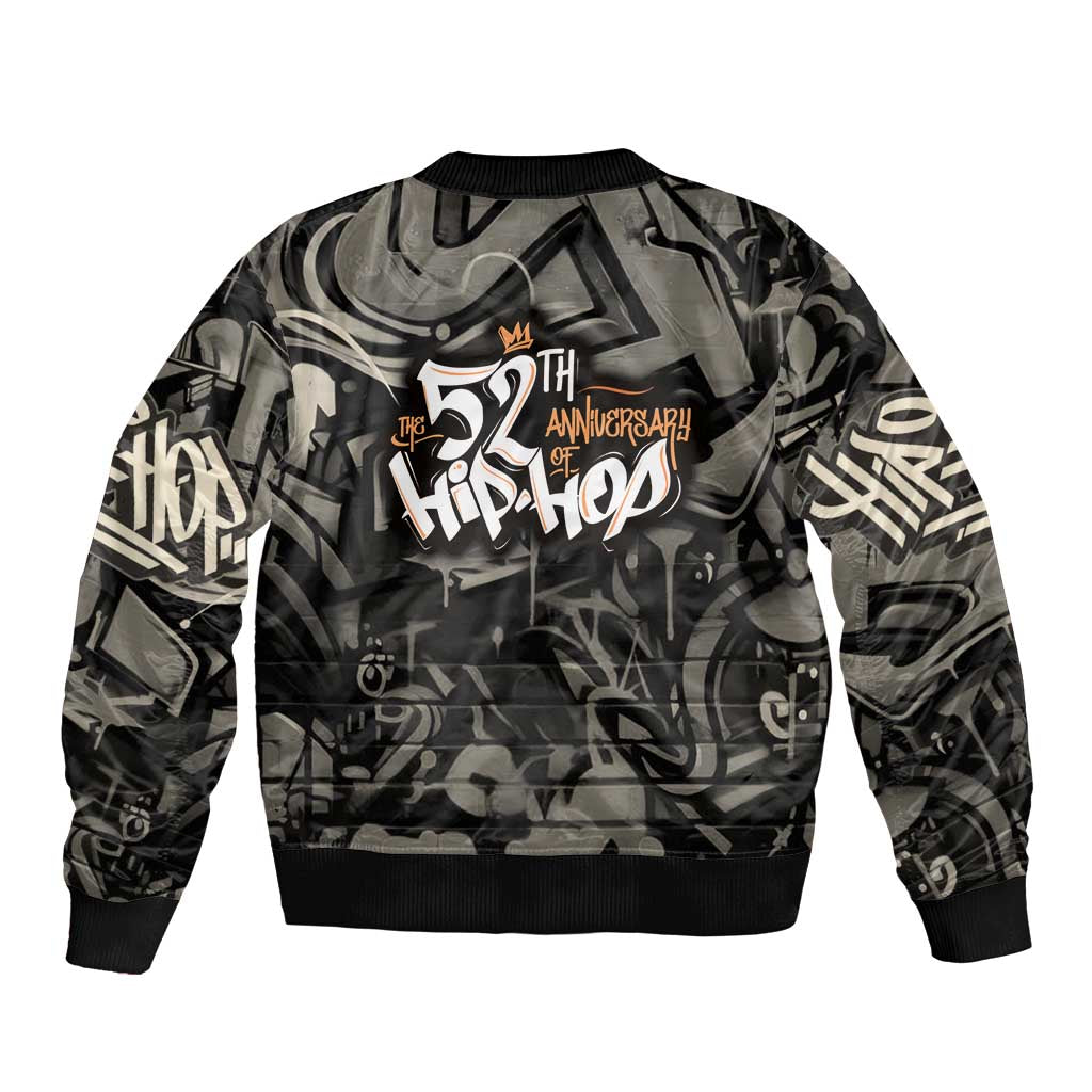 52th Anniversary Of Hiphop Celebration Bomber Jacket with Praying Angel Graphic and Urban Graffiti Background - Wonder Print Shop