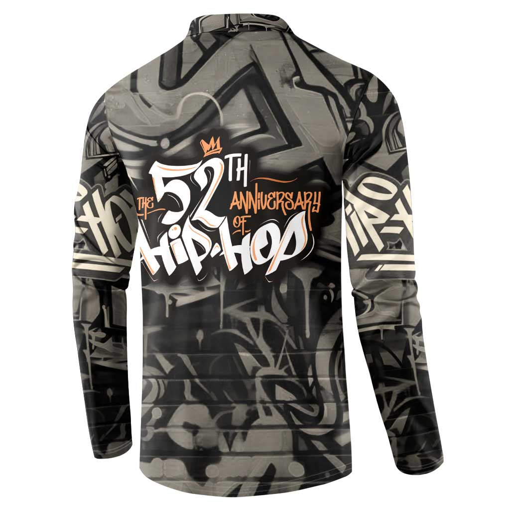 52th Anniversary Of Hiphop Celebration Button Sweatshirt with Praying Angel Graphic and Urban Graffiti Background - Wonder Print Shop