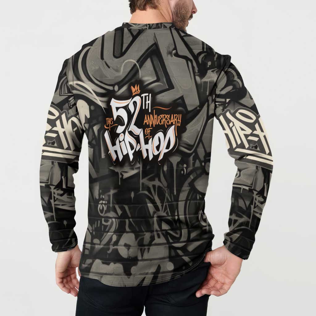 52th Anniversary Of Hiphop Celebration Button Sweatshirt with Praying Angel Graphic and Urban Graffiti Background - Wonder Print Shop