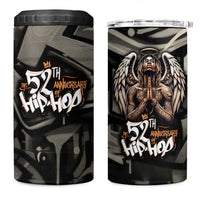 52th Anniversary Of Hiphop Celebration 4 in 1 Can Cooler Tumbler with Praying Angel Graphic and Urban Graffiti Background - Wonder Print Shop