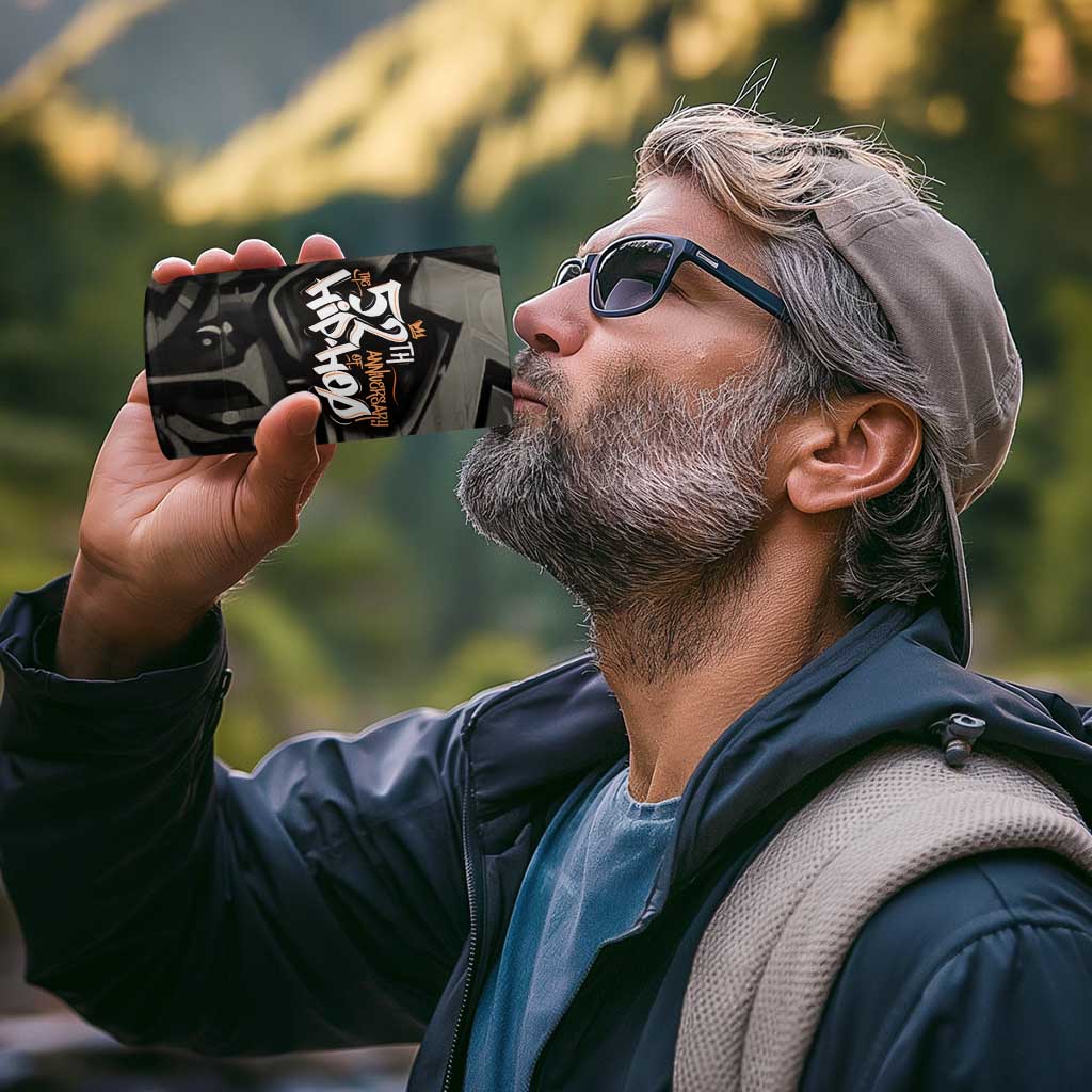 52th Anniversary Of Hiphop Celebration 4 in 1 Can Cooler Tumbler with Praying Angel Graphic and Urban Graffiti Background - Wonder Print Shop