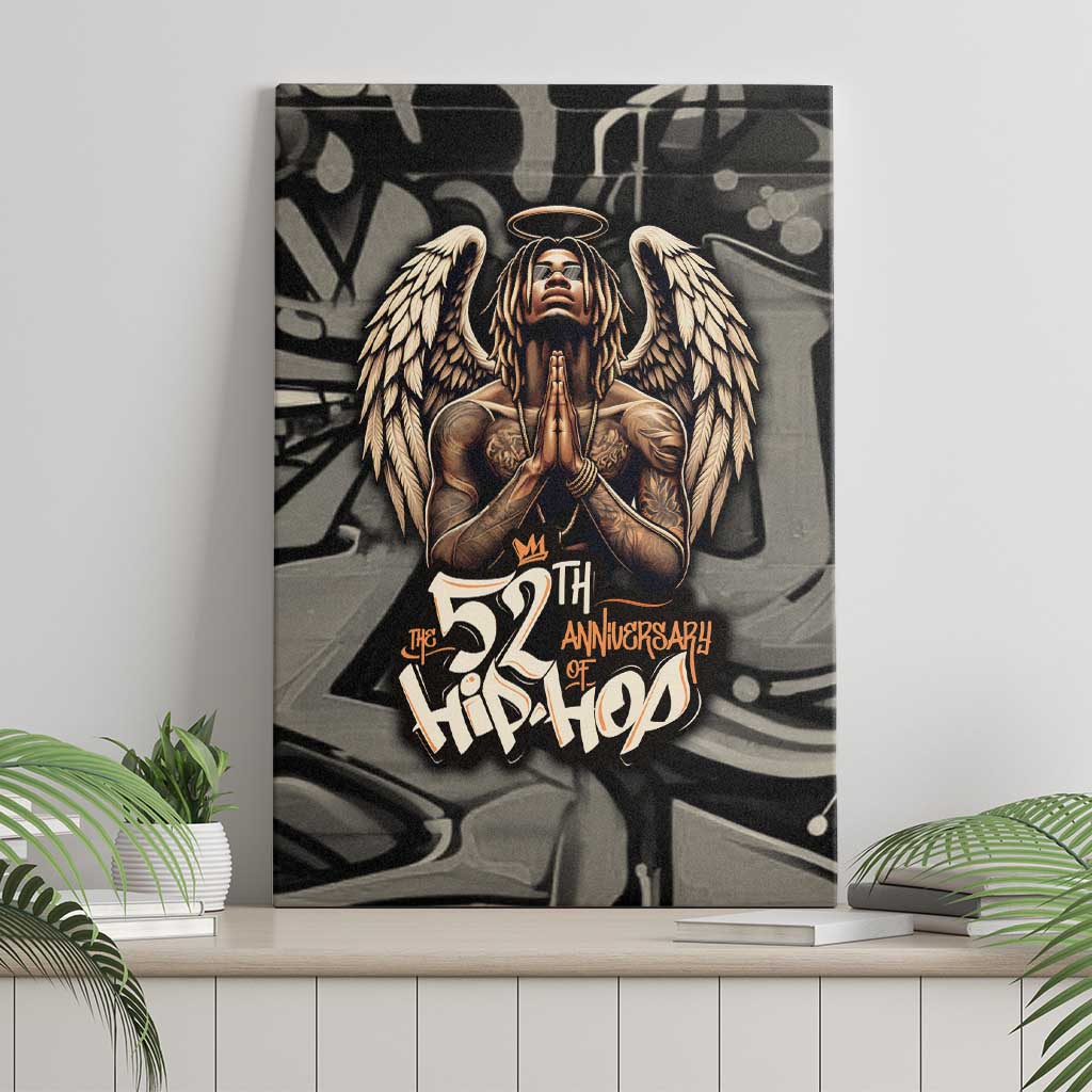 52th Anniversary Of Hiphop Celebration Canvas Wall Art with Praying Angel Graphic and Urban Graffiti Background - Wonder Print Shop