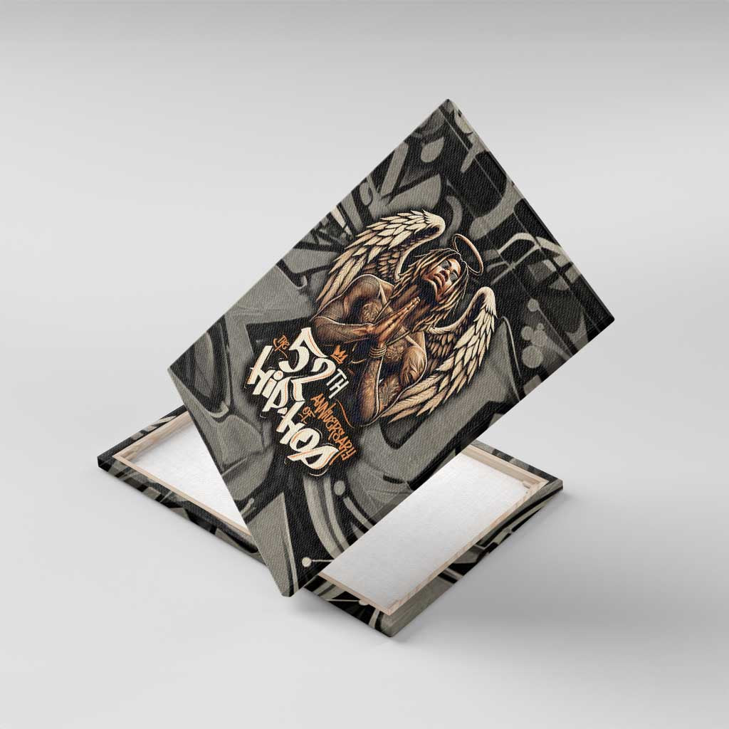 52th Anniversary Of Hiphop Celebration Canvas Wall Art with Praying Angel Graphic and Urban Graffiti Background - Wonder Print Shop