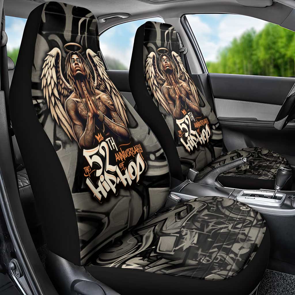 52th Anniversary Of Hiphop Celebration Car Seat Cover with Praying Angel Graphic and Urban Graffiti Background - Wonder Print Shop