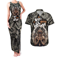52th Anniversary Of Hiphop Celebration Couples Matching Tank Maxi Dress and Hawaiian Shirt with Praying Angel Graphic and Urban Graffiti Background - Wonder Print Shop