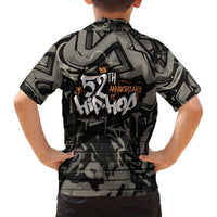 52th Anniversary Of Hiphop Celebration Family Matching Off The Shoulder Long Sleeve Dress and Hawaiian Shirt with Praying Angel Graphic and Urban Graffiti Background - Wonder Print Shop