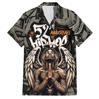 52th Anniversary Of Hiphop Celebration Family Matching Off The Shoulder Long Sleeve Dress and Hawaiian Shirt with Praying Angel Graphic and Urban Graffiti Background - Wonder Print Shop