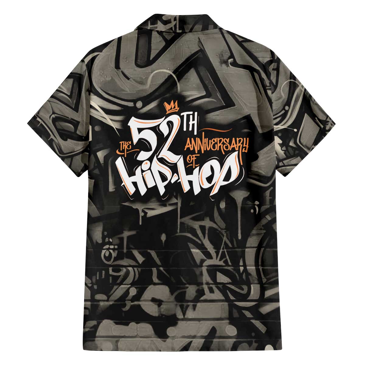 52th Anniversary Of Hiphop Celebration Family Matching Off The Shoulder Long Sleeve Dress and Hawaiian Shirt with Praying Angel Graphic and Urban Graffiti Background - Wonder Print Shop
