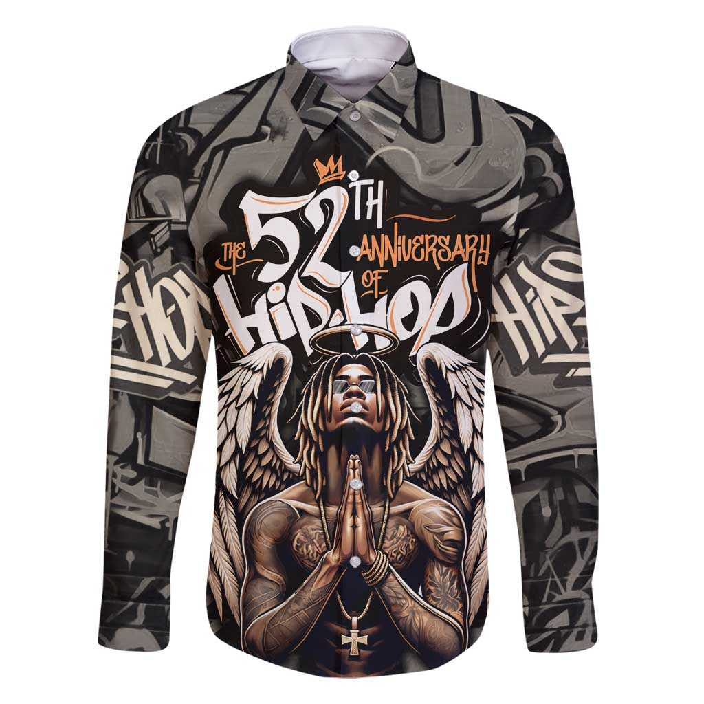 52th Anniversary Of Hiphop Celebration Family Matching Off Shoulder Maxi Dress and Hawaiian Shirt with Praying Angel Graphic and Urban Graffiti Background - Wonder Print Shop