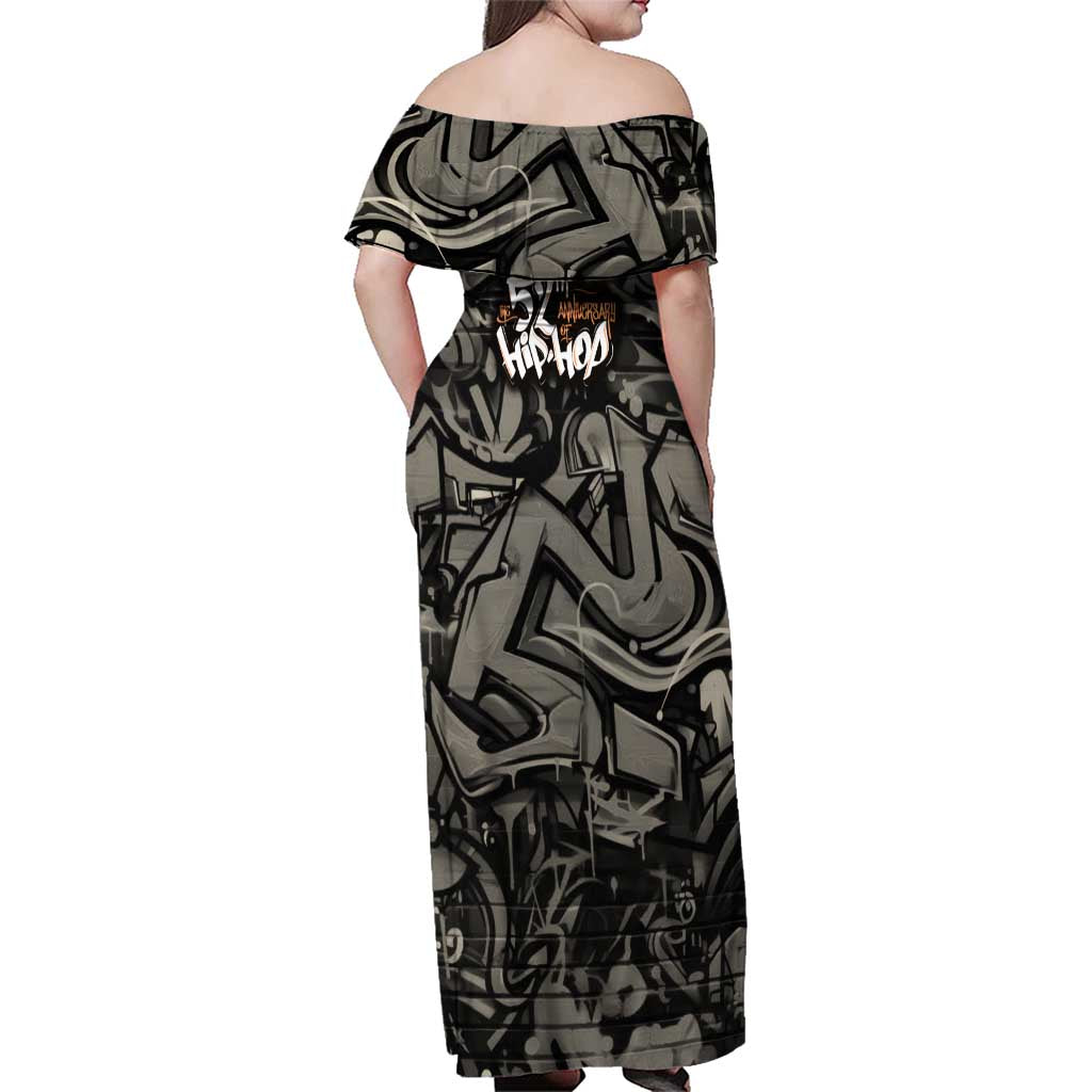 52th Anniversary Of Hiphop Celebration Family Matching Off Shoulder Maxi Dress and Hawaiian Shirt with Praying Angel Graphic and Urban Graffiti Background - Wonder Print Shop