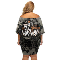 52th Anniversary Of Hiphop Celebration Family Matching Off Shoulder Short Dress and Hawaiian Shirt with Praying Angel Graphic and Urban Graffiti Background - Wonder Print Shop