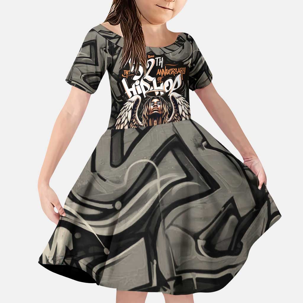 52th Anniversary Of Hiphop Celebration Family Matching Puletasi and Hawaiian Shirt with Praying Angel Graphic and Urban Graffiti Background - Wonder Print Shop
