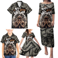 52th Anniversary Of Hiphop Celebration Family Matching Puletasi and Hawaiian Shirt with Praying Angel Graphic and Urban Graffiti Background - Wonder Print Shop