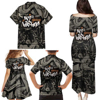 52th Anniversary Of Hiphop Celebration Family Matching Puletasi and Hawaiian Shirt with Praying Angel Graphic and Urban Graffiti Background - Wonder Print Shop