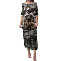 52th Anniversary Of Hiphop Celebration Family Matching Puletasi and Hawaiian Shirt with Praying Angel Graphic and Urban Graffiti Background - Wonder Print Shop