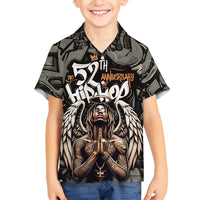 52th Anniversary Of Hiphop Celebration Family Matching Puletasi and Hawaiian Shirt with Praying Angel Graphic and Urban Graffiti Background - Wonder Print Shop