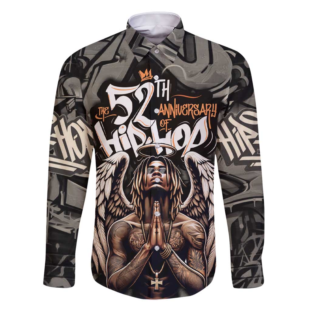 52th Anniversary Of Hiphop Celebration Family Matching Short Sleeve Bodycon Dress and Hawaiian Shirt with Praying Angel Graphic and Urban Graffiti Background - Wonder Print Shop