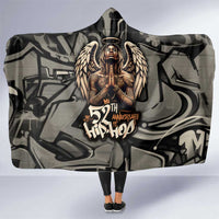 52th Anniversary Of Hiphop Celebration Hooded Blanket with Praying Angel Graphic and Urban Graffiti Background - Wonder Print Shop